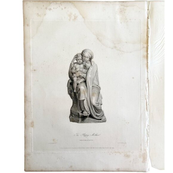 The Happy Mother With Child 1834 Engraving Westmacott Victorian Art Family DWBB3 - Picture 2 of 2